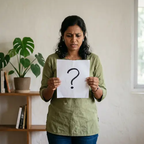 Curious Woman Holding Question Mark - Uncertainty Explained