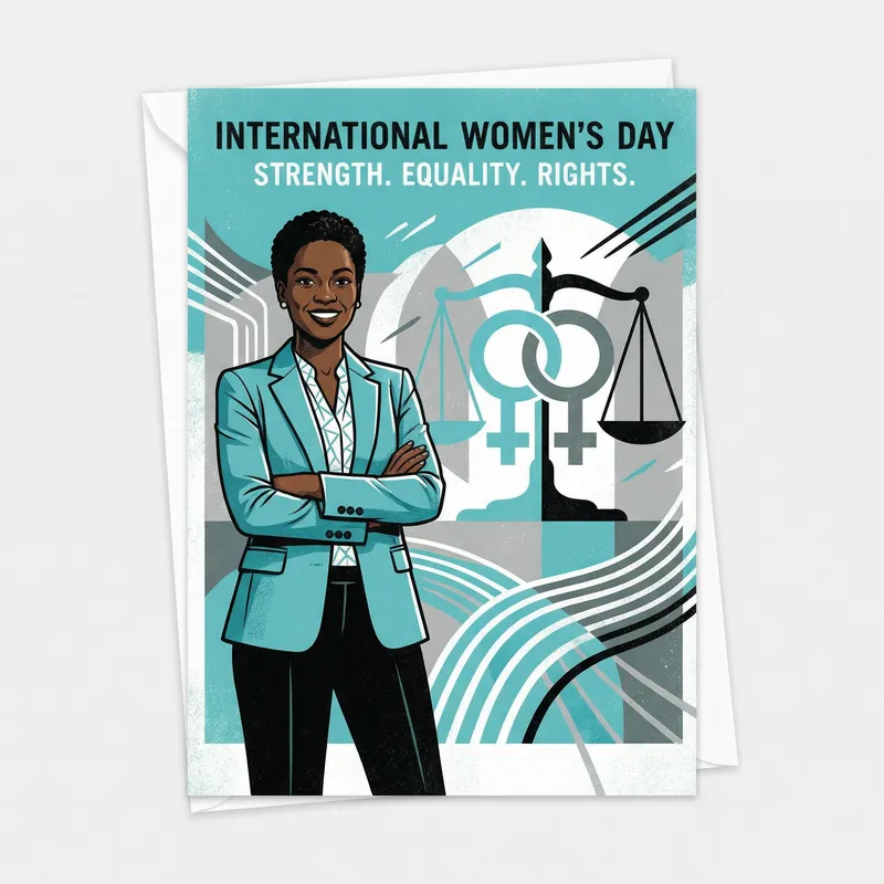 Inspirational Women's Day Greeting Card: Strong Black Woman & Equality
