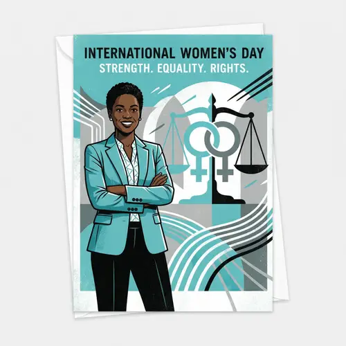 International Women's Day Greeting Card: Strong Woman & Equality