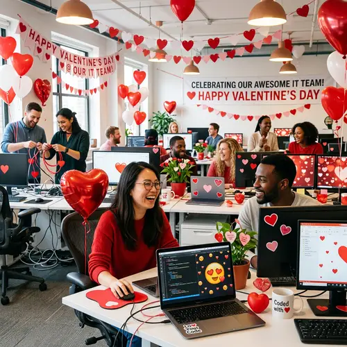 Valentine's Day Celebration in a Tech Company Office