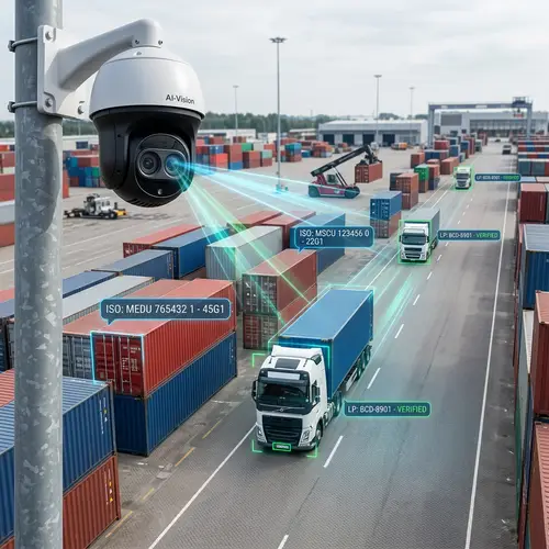 AI CCTV Camera Detects Truck License Plates & Container ISO Codes