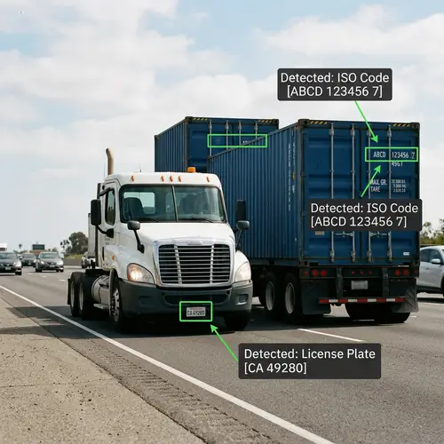 Truck with Container | License Plate & ISO Code Analytics