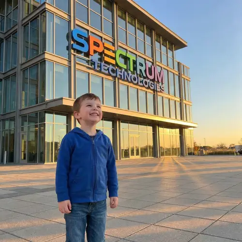 Young Boy Excited at Google Headquarters