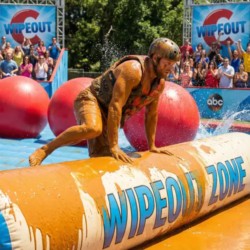 Mud Covered Contestant on ABC's Wipeout