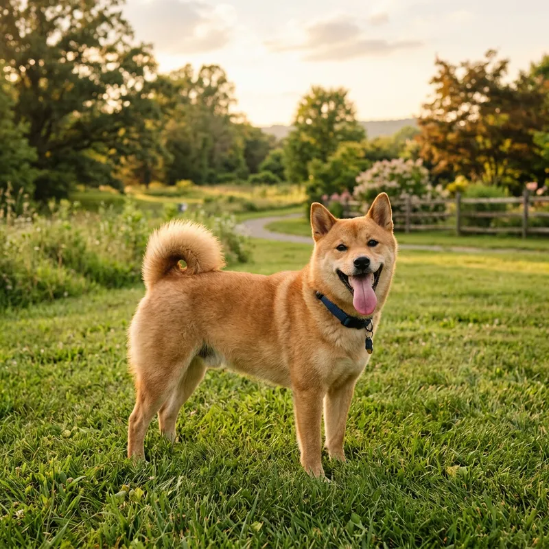 Cheerful Medium-Sized Dog Enjoying the Sunny Lawn