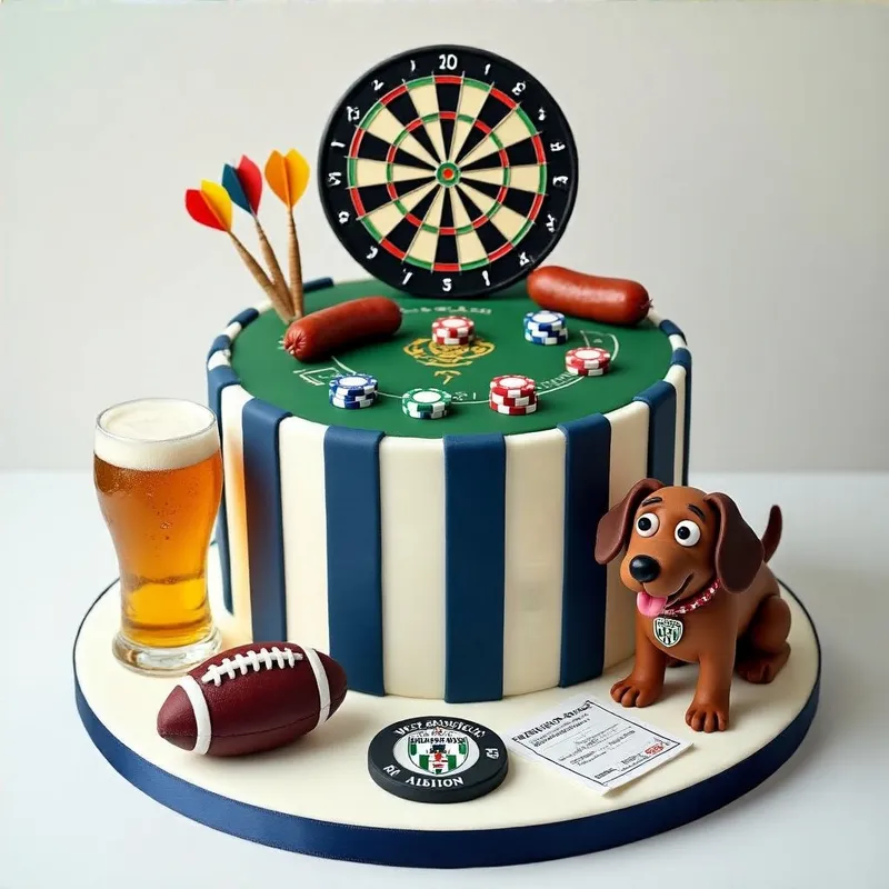 Navy Blue Striped Cake with Fun Decor