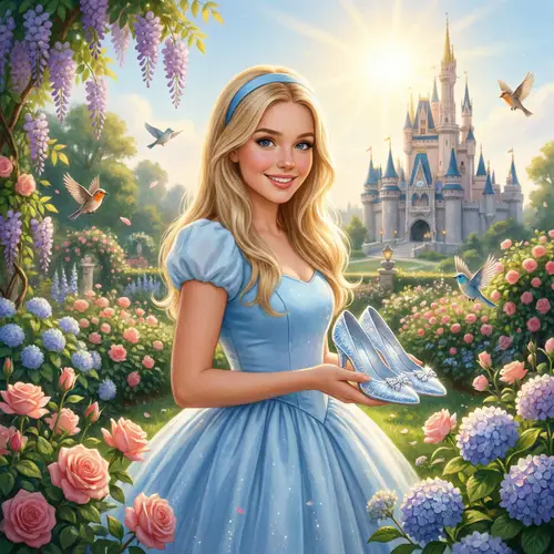 Enchanting Cinderella in Blue Gown | Magical Fairy Tale Scene