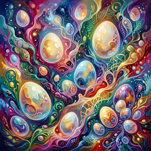 Abstract Eggs Image | Dreamlike Landscape | Vibrant Colors