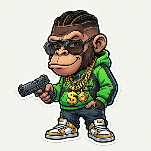 Gangsta Monkey Cartoon – Funky Sticker Design