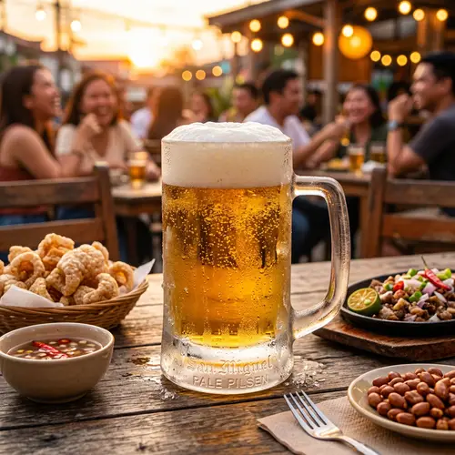 Classic Filipino-Style Beer: Bright & Bubbly in Traditional Glass Mug