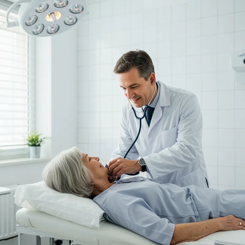 Elderly Patient on Examination Table with Doctor