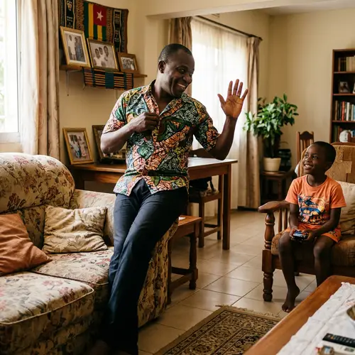 Togolese Father Smiling at Son | Heartwarming Moment