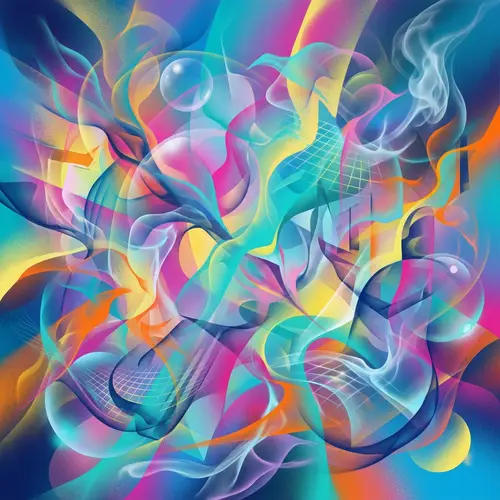 Abstract Composition of Transparent Images - Surreal Digital Painting