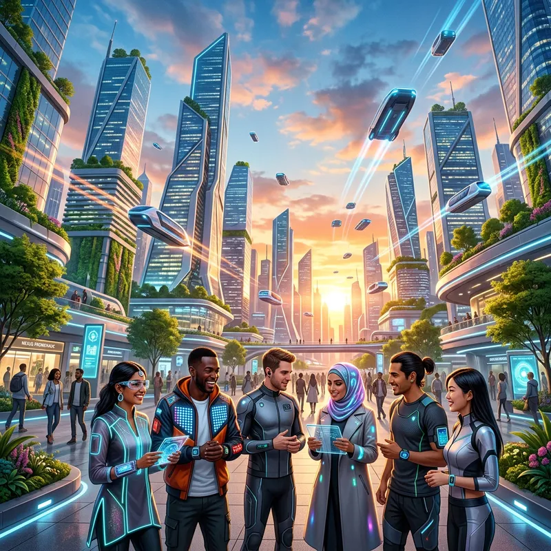 Future Cityscape: Futuristic Skyscrapers & Green Spaces