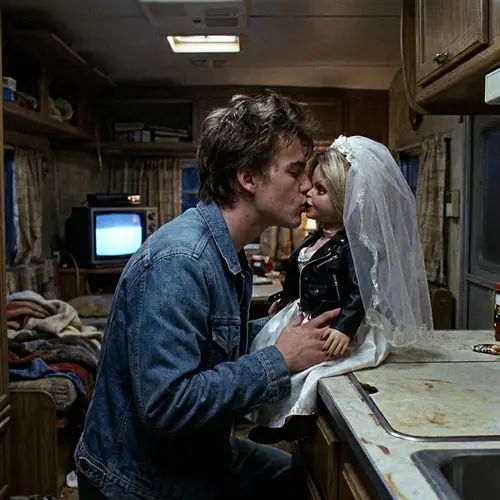 Passionate Kiss Scene from Chucky's Bride Movie