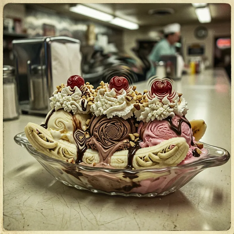 Vintage Ice Cream Banana Split Art Vintage Ice Cream Banana Split Art