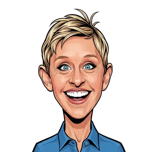 Ellen Degeneres Funny Face Caricature Art