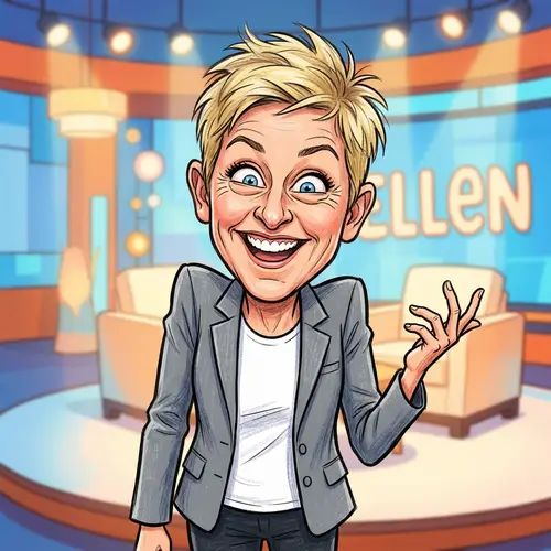 Ellen Degeneres Funny Face Caricature Art