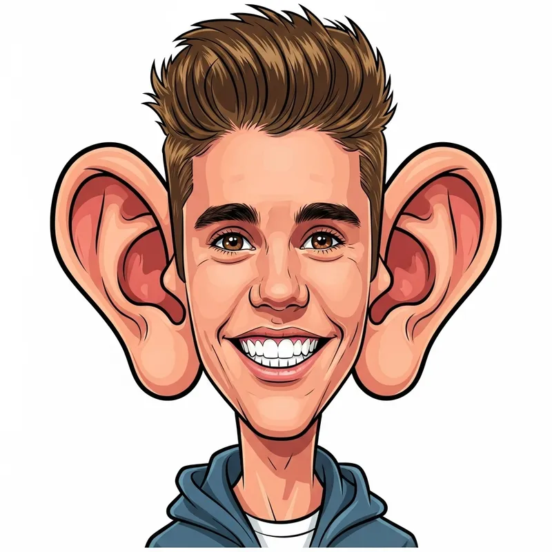 Funny Caricature of Justin Bieber's Big Ears