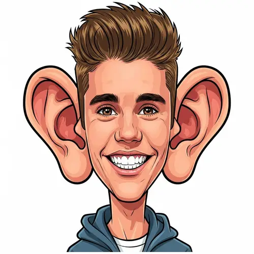 Funny Caricature of Justin Bieber's Big Ears