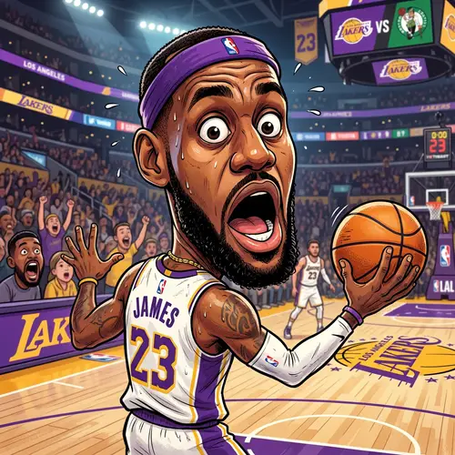 Funny LeBron James Caricature with Surprised Face