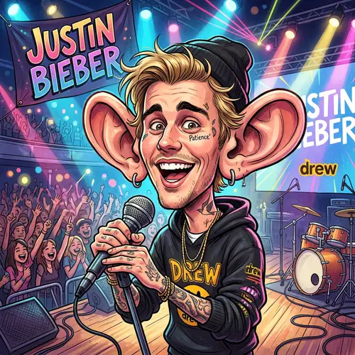 Funny Caricature of Justin Bieber's Big Ears