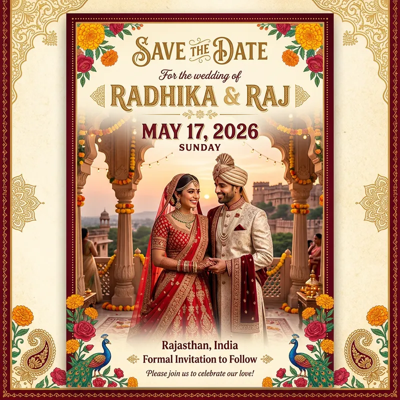 Save the Date: Radhika & Raj's Traditional Wedding Save the Date: Radhika & Raj's Traditional Wedding
