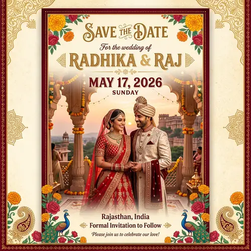 Save the Date: Radhika & Raj's Traditional Wedding