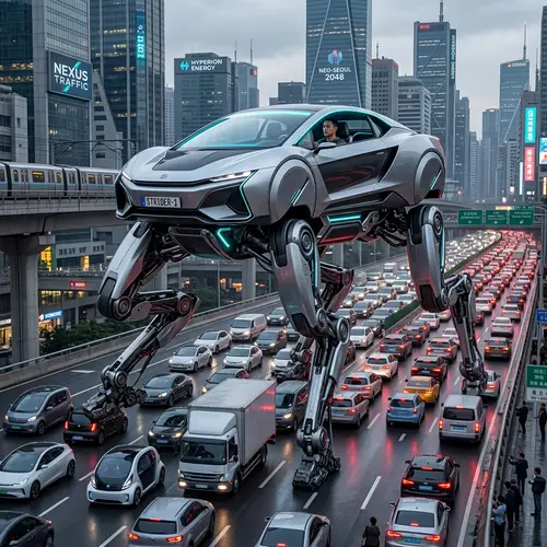 Futuristic Vehicle with Leg Feature for Traffic Jams