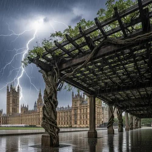 Parliament Under Pergola in a Storm Painting