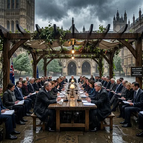 Parliament Under Pergola in a Storm Painting