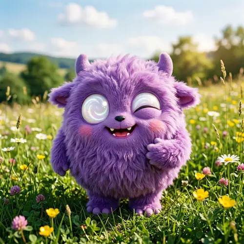 Cute Purple Monster | Playful Winking Eyes