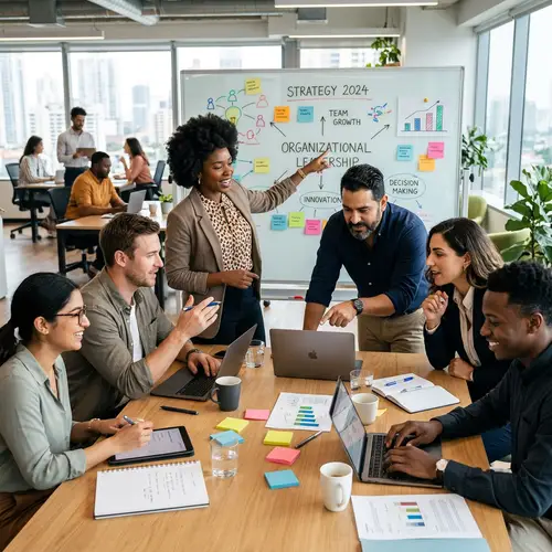 Modern Organizational Leadership Illustration | Diverse Team Collaboration