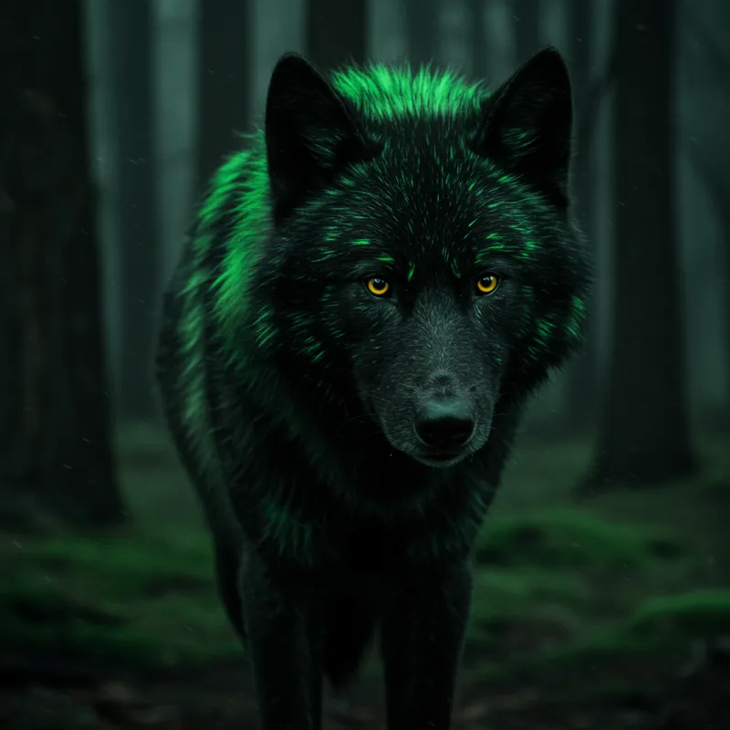 Black and Green Wolf: Captivating Artwork