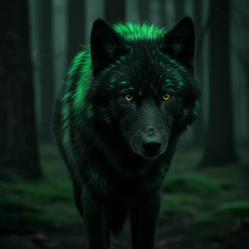 Black and Green Wolf: Captivating Artwork