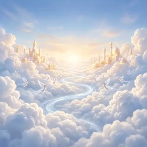 Ethereal Heaven: Serene Cloudscapes and Angelic Figures