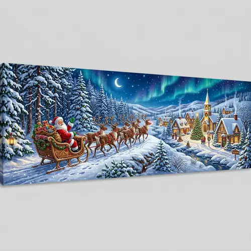 Christmas Scene with Santa & Reindeer Decoration