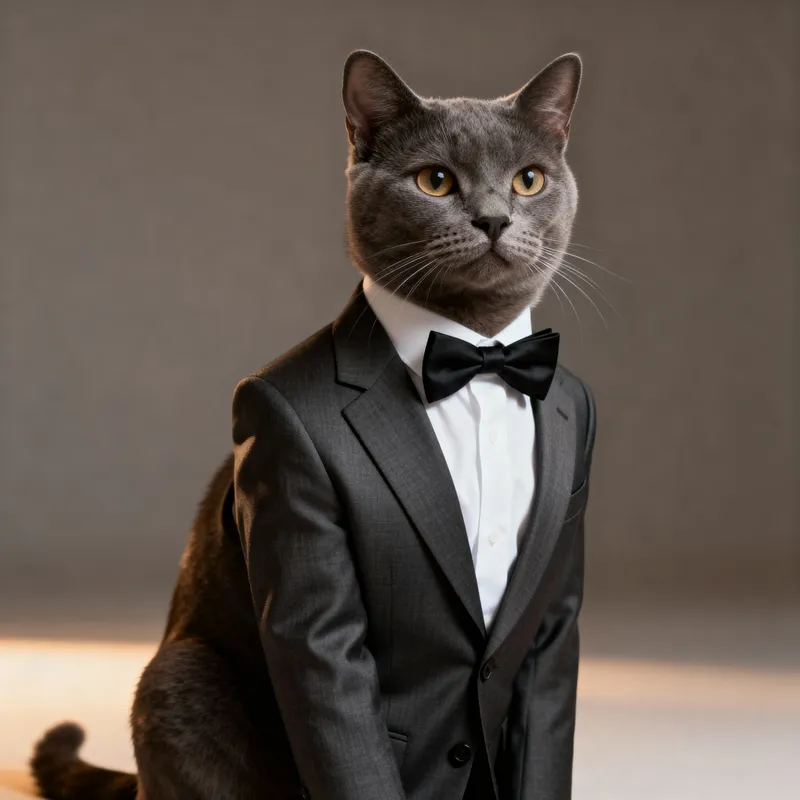 Classy Cat in Formal Suit - Professional Look