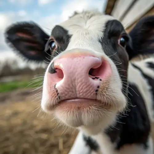 Close-Up of a Realistic Baby Cow with Pink Nose