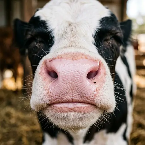 Close-Up of a Realistic Baby Cow with Pink Nose
