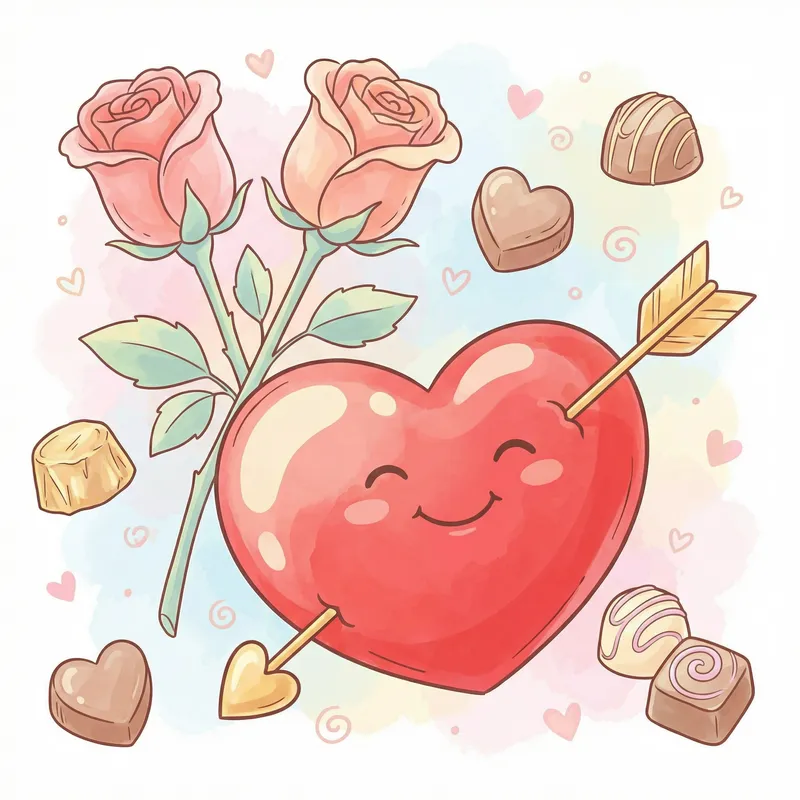 Valentine's Day Clipart: Heart, Chocolates & Roses Design