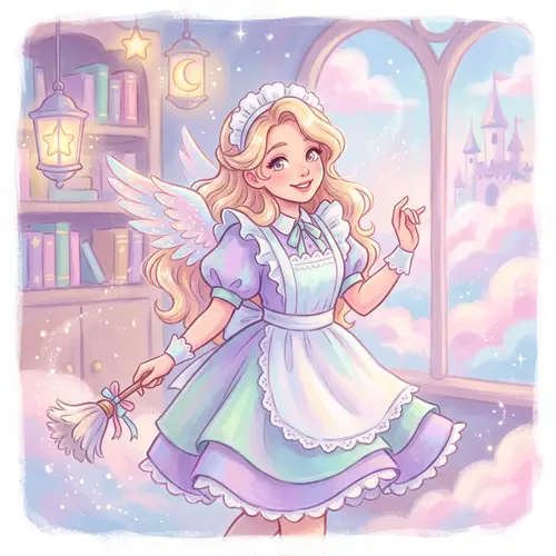 Angelic Maid in Whimsical Pastel Colors
