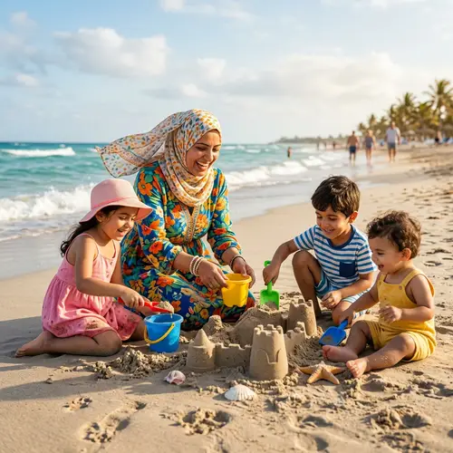 Joyful Middle-Eastern Family Playing in Sand | Fun in the Sun