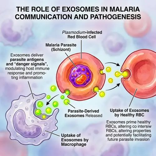 Role of Exosomes in Malaria: Cellular Exchange Illustration