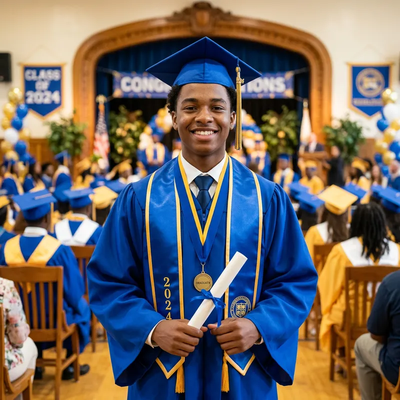 Royal Blue Cap and Gown for Your Son's Picture Royal Blue Cap and Gown for Your Son's Picture