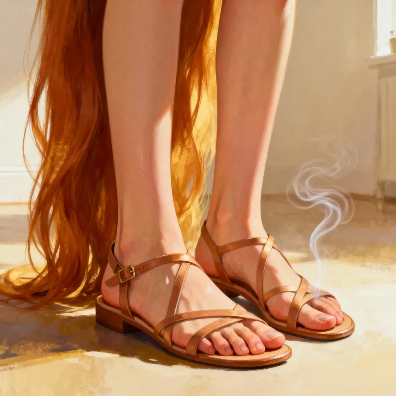 Beautiful Red-Haired Girl with Size 38 Feet