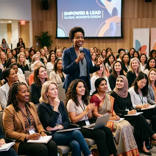 Diverse Women Audience Inspired by Confident Speaker