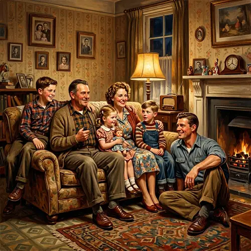 Heartwarming 1950s Family Painting by Norman Rockwell