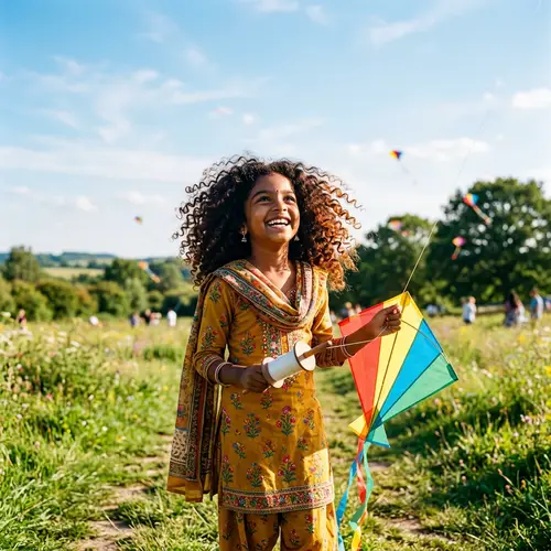 Dark-Skinned Indian Girl with Vibrant Curly Hair | Outdoors Joy