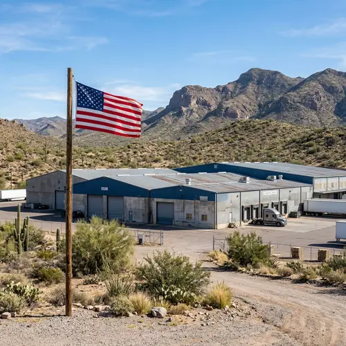 Metallic-Toned Warehouses in Arizona Mountains